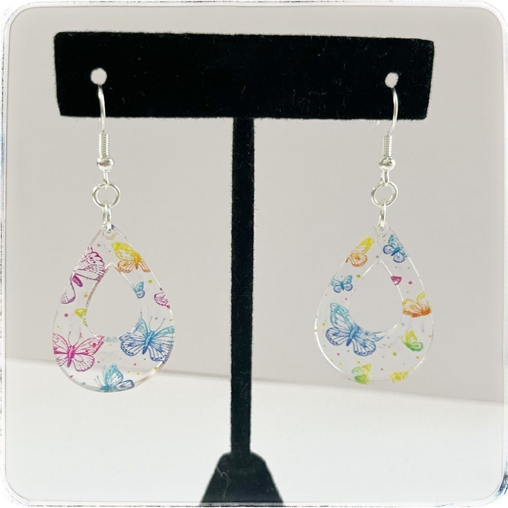 Handmade gradient rainbow butterfly earrings